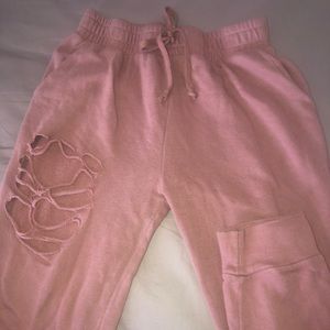 super cute pink ripped sweats